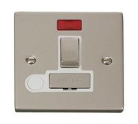 SE Home Pearl Nickel 13A Fused Ingot Connection Unit Switched With Neon With Flex in Metallic Silver SE Home Metallic Silver