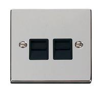 SE Home Polished Chrome Secondary Telephone Twin Socket in Metallic Silver SE Home Metallic Silver