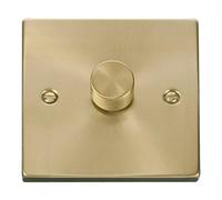 SE Home Satin / Brushed Brass 1 Gang 2 Way LED 100W Trailing Edge Dimmer Light Switch in Gold SE Home Gold