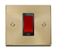 SE Home Satin / Brushed Brass 1 Gang Size 45A Switch in Gold SE Home Gold