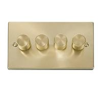 SE Home Satin / Brushed Brass 4 Gang 2 Way LED 100W Trailing Edge Dimmer Light Switch in Gold SE Home Gold