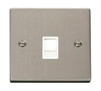 SE Home Stainless Steel Rj11 Socket in Metallic Silver SE Home Metallic Silver