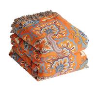 SE SOFTEXLY Boho Blanket 100% Cotton - XXL Double-Sided Muslin Bedspread 230 x 250 cm, Cozy Sofa Blanket & Bed Throw, Aesthetic Design, Ideal for Living Room & Bedroom, Orange/Blue