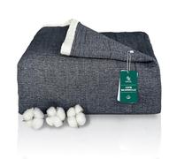 SE SOFTEXLY Cuddly Blanket 100% Cotton, 4-Layer Soft Cuddly Blanket, Muslin Bedspread, Bed Throw, Cotton Blanket, Sofa Blanket, for All Season, as Sofa Throw, Dark Blue Blanket, 130 x 150 cm