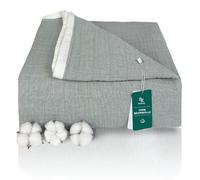 SE SOFTEXLY Cuddly Blanket Made of 100% Cotton, 4-Layer, Soft Cuddly Blanket Made of Muslin, Bedspread and Cotton Blanket for All Season as a Sofa Cover in Turquoise, 130 x 150 cm