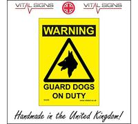 SE006 Warning Guard Dogs On Duty Sign watchdog German Shepherd Attack 100mm x 150mm Magnetic - Vehicle Grade