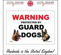 SE019 Warning Protected By Guard Dogs SIGN intruder trespasser stranger attack 150mm x 100mm Sticker/Sav - White Background