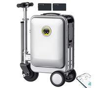 SE3S Electric Suitcase You Can Ride 20 inch, 2 Batteries/App Control/External Charging Port/Removable Battery/Dust Cover/Load 110kg, Rideable Suitcase,Silver