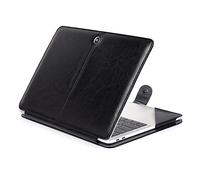 Se7enline 2016 2017 2018 Macbook Pro 15 Sleeve Case PU Leather Book Cover Folio Case Carry Sleeve for Macbook Pro 15 inch A1707/A1990 with Touch Bar and Touch ID with Clear Keyboard Cover, Black