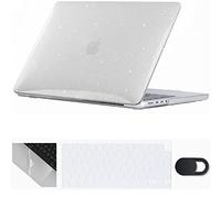 Se7enline Compatible with 14 inch Macbook Pro Case 2021-2024 M4 M3/M2/M1 A2918/A2992 A3112 A3401/A2779/A2442 Crystal Glitter Cover &Keyboard Skin &Touchpad Protector &Webcam Cover,Transparent