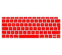 Se7enline Compatible with 2018/2019 Mac book Air 13 inch Keyboard Cover Soft Silicone Skin Protector for MacBook Air 13-Inch with Touch ID with Retina Display Newest Version Model A1932 UK Layout, Red