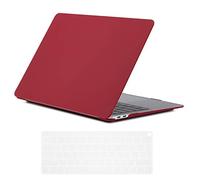 Se7enline Compatible with Mac Book Air 13 inch Case 2024 2023 2022 2021 2020 2019 2018 Hard Shell Cover for MacBook Air 13 Inch with Touch ID Model A1932/A2337/A2179 & Keyboard Cover Skin,Wine Red