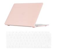 Se7enline Compatible with MacBook Air 13 Inch Case 2024 2023 2022 2021 2020 2019 2018 A1932/M1 A2337/A2179 for Mac Air 13-Inch Retina Display Touch ID &Keyboard Cover(UK Layout),Chalk Pink