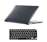 Se7enline compatible with MacBook Air 13 Inch Case Glitter Bling Shining Hard Shell Case Cover for MacBook Air 13-Inch with Retina Touch ID Model A2237/A1932/A2179 with Keyboard Cover(UK Layout),Black