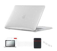 Se7enline compatible with MacBook Pro 13 inch Case M1/M2 A2338/A2251/A2289/A1706/A1989/A2159 Glitter Bling Shining Hard Cover &Sleeve, Keyboard Cover（UK Layout）, Screen Protector,Dust Plug,Transparent