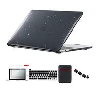 Se7enline compatible with MacBook Pro 13 inch Case Model M1/M2 A2338/A2251/A2289/A1706/A1989/A2159 Glitter Bling Shining Hard Cover &Sleeve, Keyboard Cover（UK Layout）, Screen Protector,Dust Plug,Black