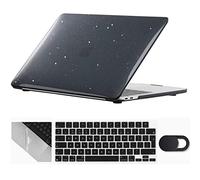 Se7enline Compatible with MacBook Pro Case 16 inch 2021 2022 2024 2023 M4 M3 M2 M1 A2485 A2779 A2991 A3403 Crystal Glitter Hard Shell Case &Keyboard Skin & Touchpad Protector & Webcam Cover,Black
