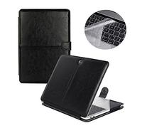 Se7enline Compatible with Macbook Pro PU Leather Case 2016 2017 2018 2019 Carrying Cover Folio Case Sleeve Bag for 13 inch Macbook Pro with Touch Bar A1706/A2159/A1989 with Keyboard Cover, Black