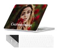 Se7enline Custom Personalized Photo & Name Case Compatible with MacBook Air 13 inch Case 2018-2024 Model A1932/A2337/A2179 &TPU Keyboard Skin(UK Layout)&Webcam Cover&Shortcut Sticker,DIY Design