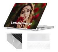 Se7enline Custom Personalized Photo&Name Case Compatible with MacBook Pro 13 Case A1706/A1989/A2251/A2289/A2159/A2338 2016-2023 &TPU Keyboard Skin(UK Layout)&Webcam Cover&Shortcut Sticker,DIY Design