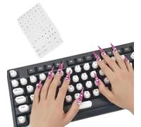 Se7enline Keyboard Sticker for Long Nails Letters Raised Keyboard Bubbles | Soft Silicone Reusable Keycaps Adhesive Protective Type Long Nail Art Keyboard Stickers for Desktop for Apple /HP/Dell,White