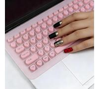 Se7enline Universal 15/16/17 Inch Laptop Keyboard Cover for Long Nails, Compatible with Macbook/HP/Dell/Lenovo/Acer/Asus/Samsung, Nail friendly Raised Keyboard Bubbles Stickers for Nail Art, Pink