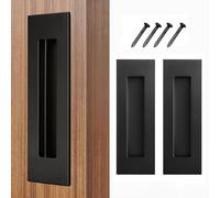 se7enseason 2 Pack Black Sliding Door Handles - 150mm Premium 304 Stainless Steel Flush Mount Recessed Pulls for Sliding Doors, Barn Doors, and Closets (Matte Black)