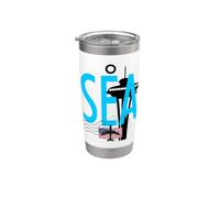SEA Airport Code Baggage TAG Seattle Washington USA Stainless Steel Insulated Tumbler