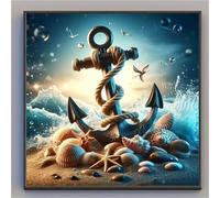 Sea Anchor Diamond Painting for Adults,5D Shells Diamond Painting Kits Square Full Drill DIY Diamond Art Kits for Beginner Crystal Picture Crafts for Home Decor 45x45cm