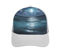 Sea and Moon Trucker Hat Baseball Cap Hat Golf Hat Running Hat Fishing Hat Gym Hat Workout Hat Fender Hat, Gray-style, One size