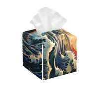 Sea and Sail Print Tissue Box Cover - Square Leather Holder Organizer, for Kitchen, Living Room, Office Decor