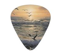 Sea and seagulls Guitar picks in thin, medium, and thick sizes, 12-piece set, suitable for electric guitar and various instruments