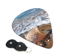 Sea And Shells 6 Pack Guitar Picks With Holder, Personalized Guitar Plectrums Non-Slip Portable Ukulele Bass Picks 0.71mm For Acoustic Guitar Lovers Gifts