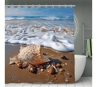 Sea And Shells Bathroom Decorative Thick Shower Curtain with Hook Decoration 300g Luxury Weighted Polyester Cloth Bath Curtain,A Classic Waterproof Curtain Made of Washable Material,70.8x70.8inch
