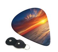 Sea And Sunset 6 Pack Guitar Picks With Holder, Personalized Guitar Plectrums Non-Slip Portable Ukulele Bass Picks 0.71mm For Acoustic Guitar Lovers Gifts