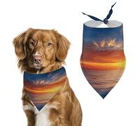 Sea and Sunset Dog Bandanas Cute Soft Cotton Puppy Scarves Washable Daily Summer Durable Triangle Reversible Bibs Suitable for Small Medium Large Dogs and Cats