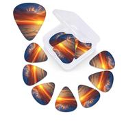Sea and sunset Guitar Picks 12 Pack Plectrums with Organizer Box, 3 Different Thickness Includes Thin Medium Heavy Picks