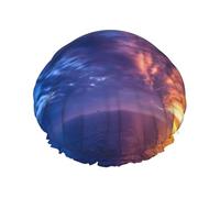 Sea And Sunset Shower Cap For Women'S - Reusable Waterproof Shower Hair Cap For Bathing, Skin Care, And Home
