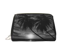 Sea and Tree in The Night Print Makeup Bag Portable Leather Waterproof Cosmetic Bag Clutch Makeup Brush Bag (6.7x4.3in)