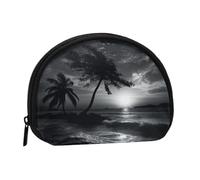 Sea and Tree in The Night Prints Coin Purse Shell Mini Pouch Wallet Change Bag for Women Girls Kids