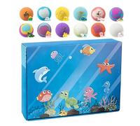 Sea Animal Bath Balls - Kid Friendly Fizzy Salt Set, Fast Dissolve Bath Play Toys, Soft Water Coloring Fun Pack | Relaxing Time Entertainment, for Pool Beach Water Park Vacation Use