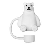 Sea Animal Cute Straw Cover Cap for Stanley Cup, 10mm Silicone Straw Topper for 30&40 Oz Stanley Tumbler with Handle, Reusable Straw Tips Lids Dust-Proof Topper for Water Bottle (polar bear)