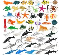 Sea Animal Figures 54PCS Mini Set - Realistic Life Educational Learning Bath Toys for Children