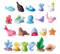 Sea Animal Figures - Set of Twenty- Aquatic Animals, Realistic Interactive Resin Detailed Coloured for Habitat Projects