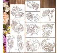 Sea Animal Stencils Reusable Turtle Shell Fish Stencil Jellyfish Octopus Dolphin Stencils for Painting on Wood Furniture Fabrics