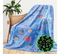 Sea Animal Throw Blanket Glow in The Dark Blanket Fluffy Blue Pirate Ship Throw Blanket Ocean Themed Gifts
