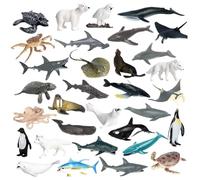 Sea Animal Toys for Kids, 32Pcs Mini Assorted Sea Creatures Aquarium, Under The Life Realistic Animals Figures Plastic Educational Toys for Parties, Gifts & School Projects.