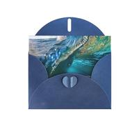 Sea Animal Turtle Floating Underwater Over The Coral Reef Greeting Card With Envelope (160 x 120 mm) for Birthday/Wedding/Invitation/Christmas/New Year