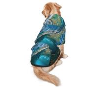 Sea Animal Turtle Floating Underwater Over The Coral Reef Print Dog Hoodie For Medium To Large Dogs, Warm, Soft, Breathable Sweatshirt, Easy To Wear Jumper For Winter And Fall, Pet Coat Pullover