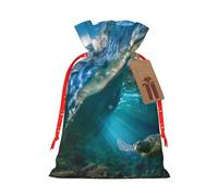 Sea Animal Turtle Floating Underwater Over The Coral Reef Print Drawstring Bags Burlap Gifts Bag With Drawstring Gift Bags For Wedding/Party/Festival/Storage